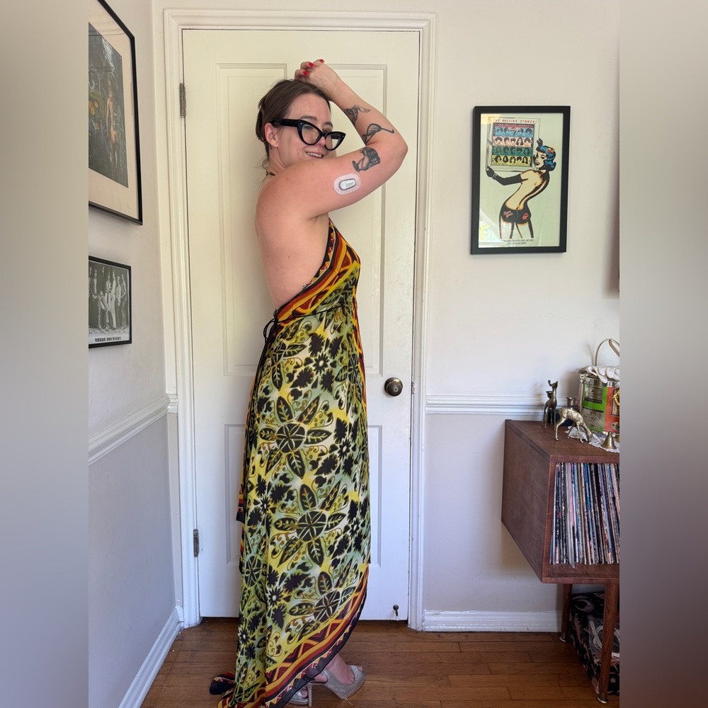 90s Vintage Nicole Miller Studio Silk Scarf Style Dress Sz 8 - Picture 2 of 9